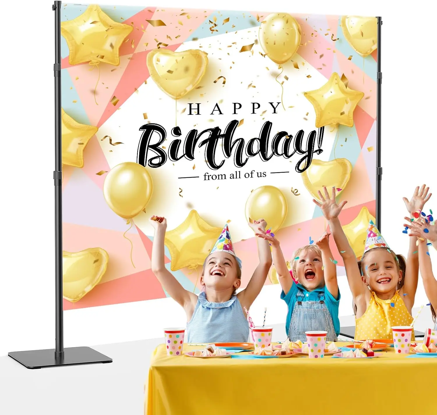 Soporte para Fondos Fotográficos, Kit Ajustable 8x10 ft, Soporte Resistente con Base de Acero para Fotografía, Estudio de Foto y Video, Cumpleaños, Bodas