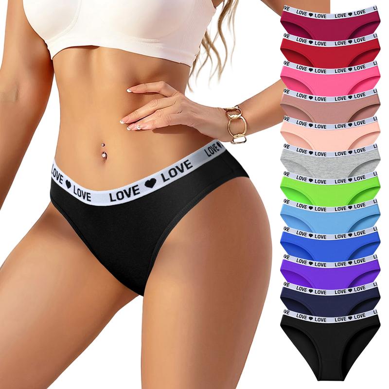 12 Piezas Panties Hipster de Algodón para Mujer – Suaves, Transpirables, Uso Diario, Deportivos y Básicos de Lencería