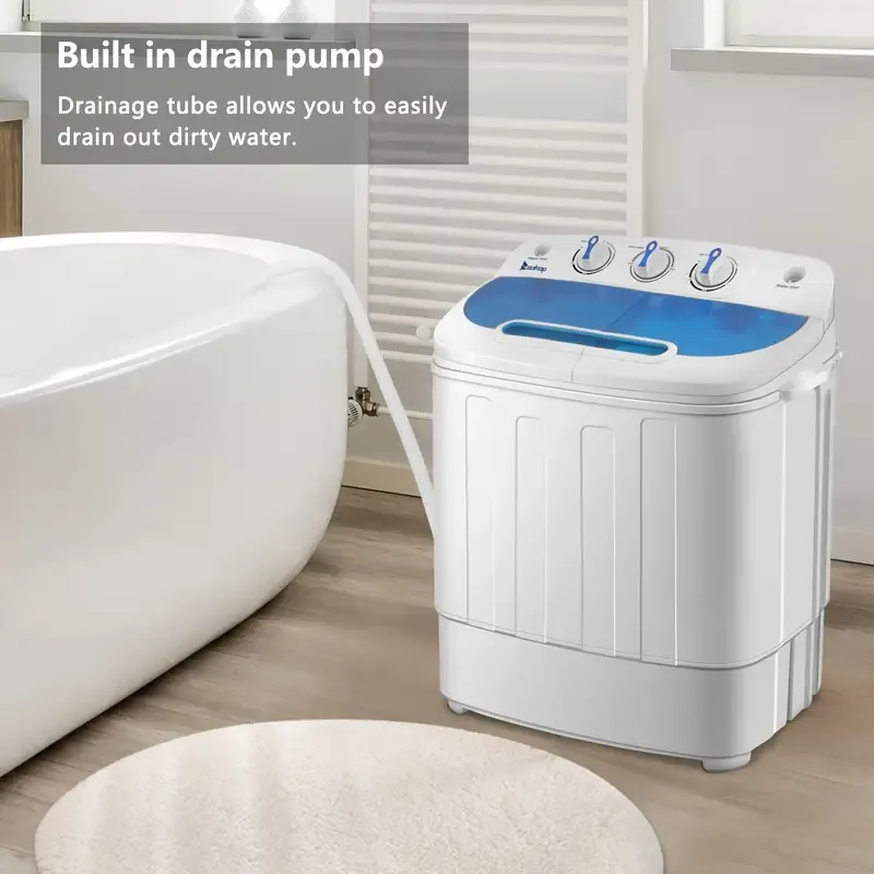 Lavadora portátil compacta de 13.4 libras Mini Twin Tub con bomba de desagüe