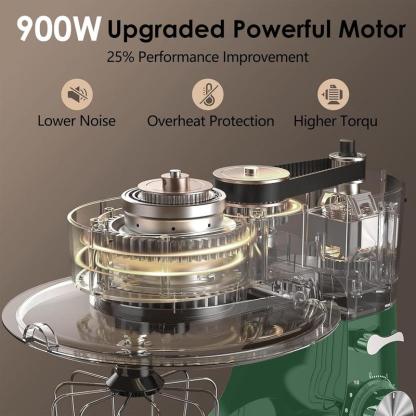 Batidora de Pedestal de 8.5 QT, Mezcladora Eléctrica de 900W con Cabezal Inclinable y 10 Velocidades, Incluye Gancho para Masa, Batidor y Mezclador, Gran Capacidad para Repostería, Galletas, Pan y Pasteles, Ideal para Reposteros en Casa