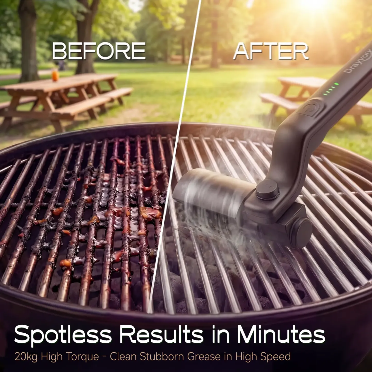 Cepillo eléctrico para parrilla BBQ, inalámbrico y recargable, con dos cepillos de repuesto, ángulo ajustable, accesorios para barbacoa, ideal para limpiar óxido, parrillas, suciedad, pintura y residuos de soldadura.