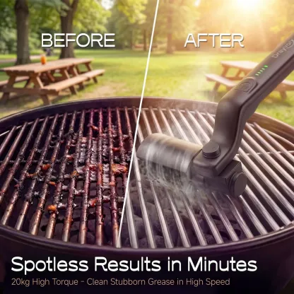 Cepillo eléctrico para parrilla BBQ, inalámbrico y recargable, con dos cepillos de repuesto, ángulo ajustable, accesorios para barbacoa, ideal para limpiar óxido, parrillas, suciedad, pintura y residuos de soldadura.
