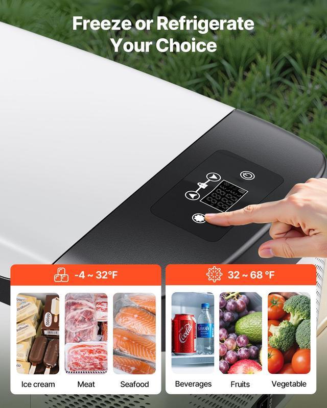 Refrigerador Portátil para Auto, Enfriador Eléctrico con Compresor 12/24V DC y 100-240V AC, Control por APP, Congelador de 16 QT para RV, Camping, Barco y Pesca