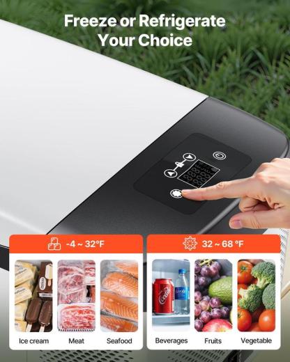 Refrigerador Portátil para Auto, Enfriador Eléctrico con Compresor 12/24V DC y 100-240V AC, Control por APP, Congelador de 16 QT para RV, Camping, Barco y Pesca