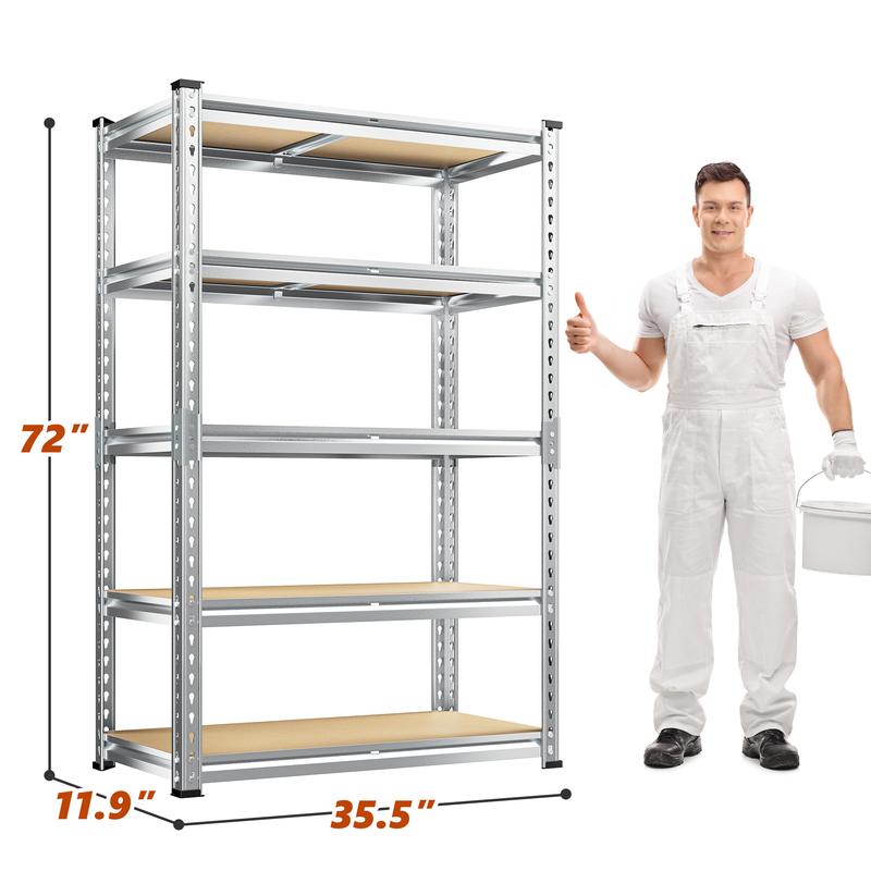 Estantería metálica de 5 niveles ajustable para garaje, almacenamiento duradero para taller, despensa o sótano, organizador de acero.