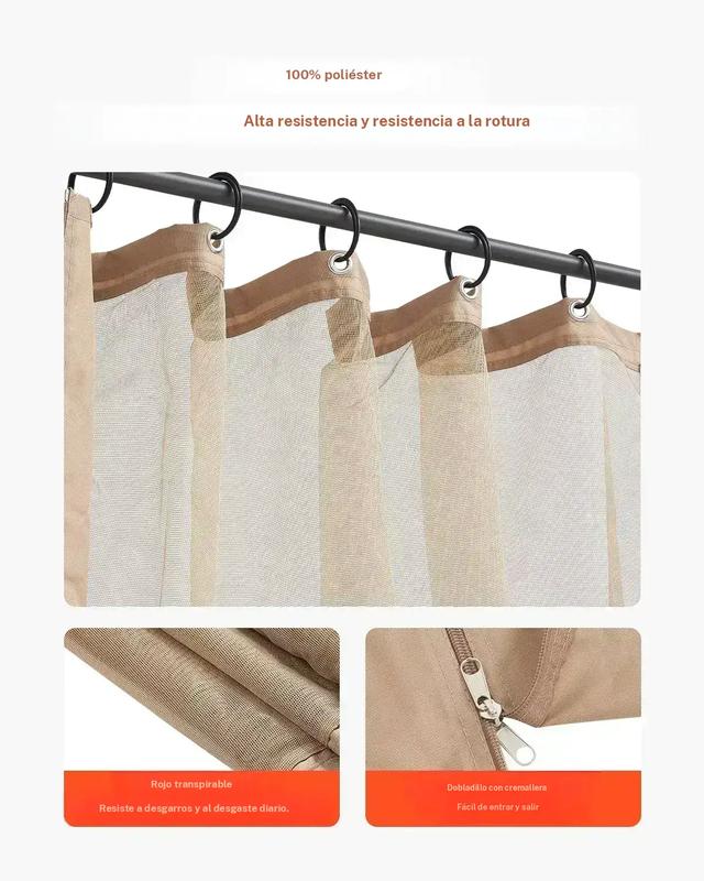 Red de repuesto para sombrilla (solo red), compatible con la mayoría de las sombrillas de 3×3 m (10 x 10 x 7 pies), red de jardín exterior, panel lateral de malla de 4 puertas, red antiinsectos para patio con doble cremallera, solo red