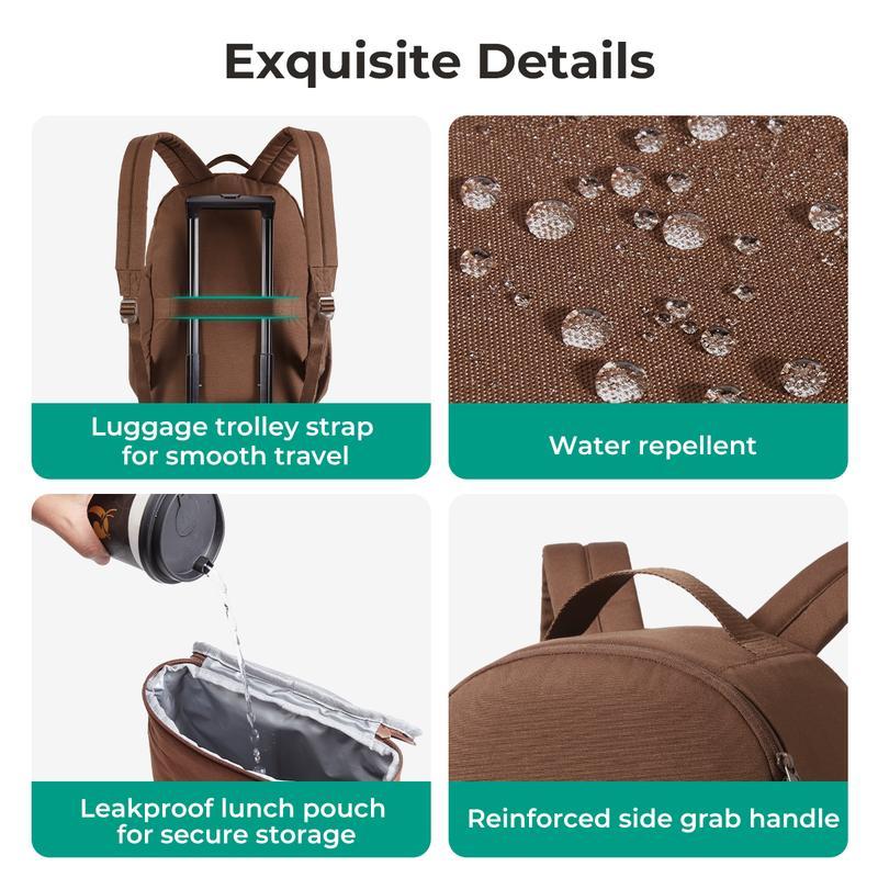 Mochila 32L para Laptop 15.6", con Lonchera Térmica Desmontable, Impermeable para Trabajo y Viaje
