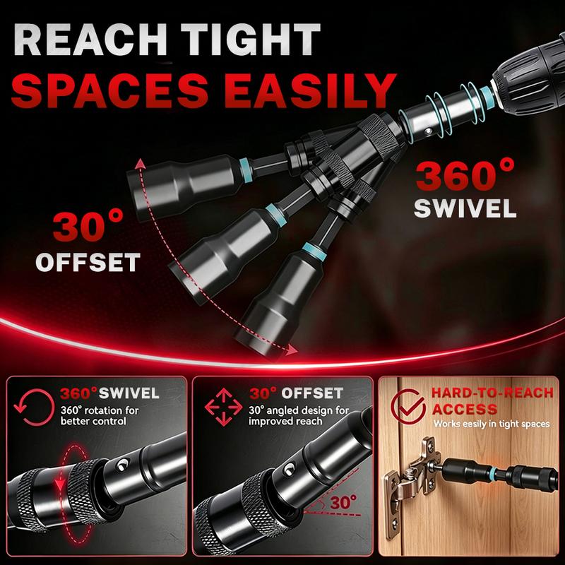 Set de 55 Piezas de Llaves de Impacto Magnéticas, SAE y Métricas, Vástago Hexagonal de 1/4", con Adaptadores y Extensión, Uso Profesional