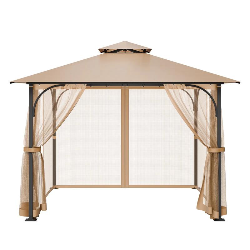 Red de repuesto para sombrilla (solo red), compatible con la mayoría de las sombrillas de 3×3 m (10 x 10 x 7 pies), red de jardín exterior, panel lateral de malla de 4 puertas, red antiinsectos para patio con doble cremallera, solo red