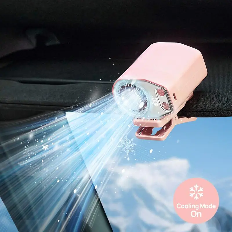 Ventilador para auto con clip, sin función de enfriamiento, pantalla LED, rotación 360°, 100 velocidades ajustables, recargable por USB con batería de 1800mAh, ajuste continuo de velocidad, botón de carga, portátil USB.