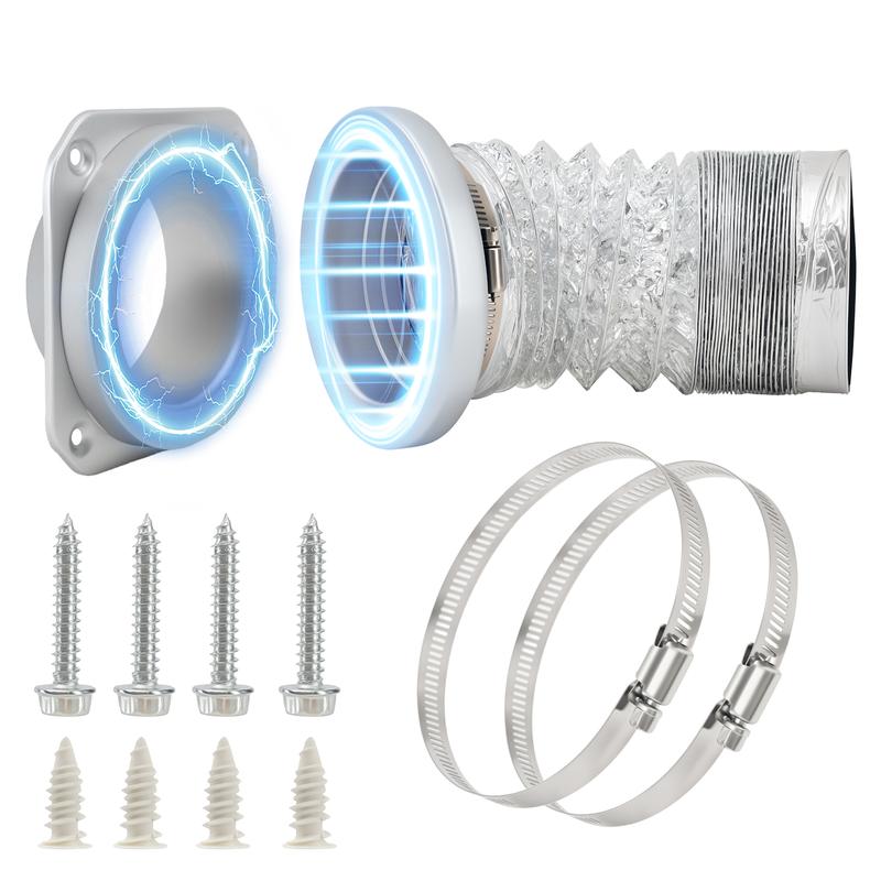 Kit de Conector Magnético para Ventila de Secadora, Manguera de 2.6 ft con Ducto de 4", Conexión Rápida, Sellado Hermético y Ajuste Automático