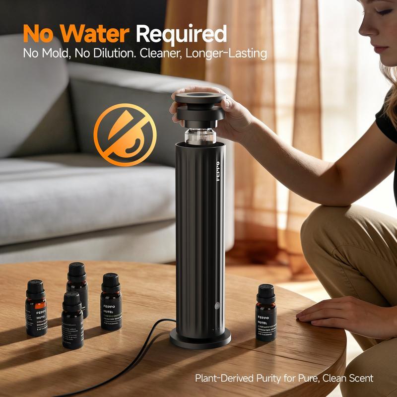 Difusor de Aromas sin Agua, Kit con 5 Aceites Esenciales de 20 ml, Difusión en Frío, 6 Niveles de Intensidad, Temporizador, Cobertura de hasta 1000 ft² para Hogar y Oficina