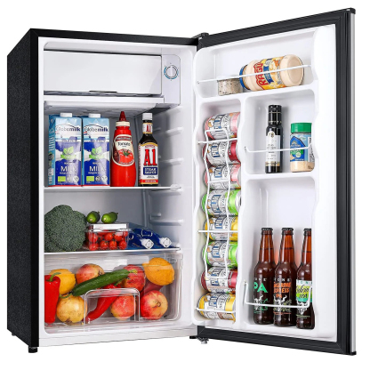 Mini Refrigerador Compacto 3.2 Pies³ – Pequeño Refrigerador para Dormitorio con Congelador, Bajo Ruido 38 dB, Temperatura Ajustable, Puerta Reversible – Regalo Ideal para Mujeres y Niños, Plateado