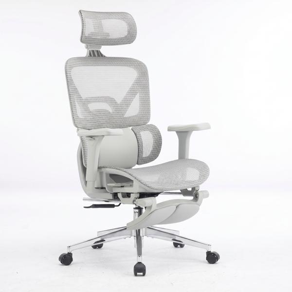 Silla Ergonómica Ejecutiva con Reposapiés, Respaldo de Malla, Soporte Lumbar 3D y Brazos Ajustables