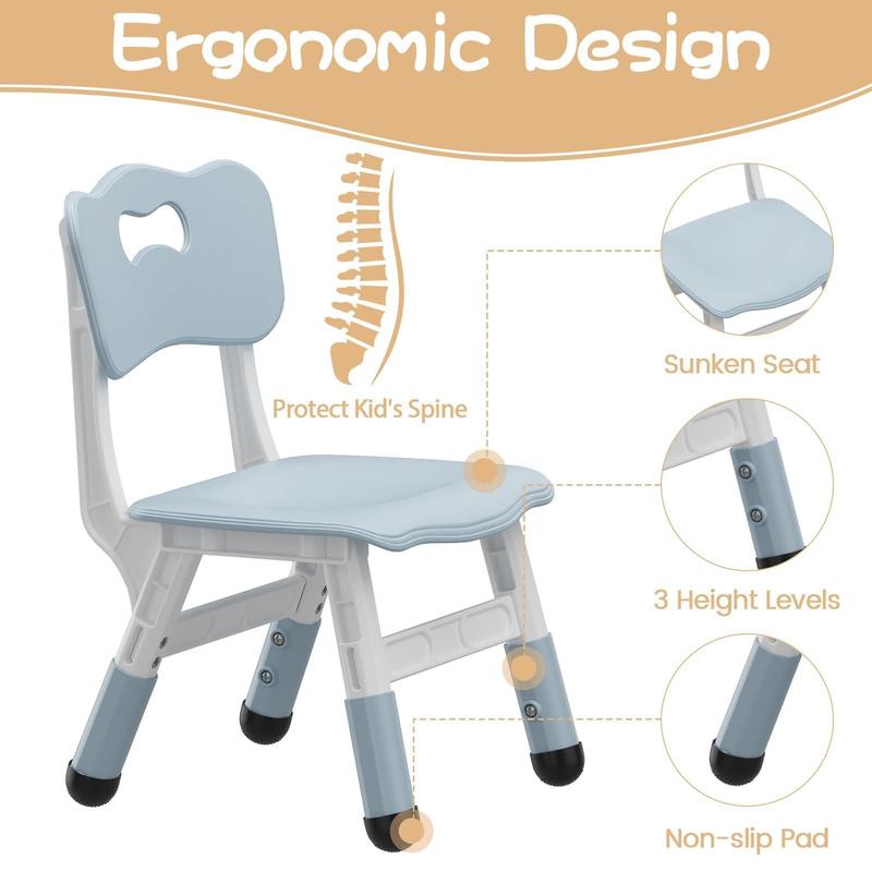 Mesa Infantil Ajustable con 2 Sillas, Escritorio con Superficie para Dibujar, Ideal para Leer, Pintar, Jugar y Comer, Altura Ajustable para Niños Pequeños