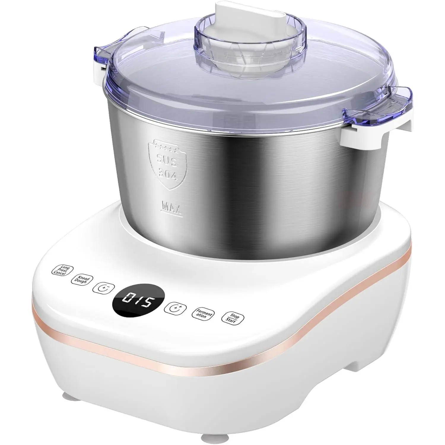 Mezcladora Eléctrica DoughChief de 7Qt con Función de Fermentación, Amasadora con Tazón de Acero Inoxidable 304, Control por Microcomputadora, Panel Táctil Frontal, Fácil de Limpiar, Ideal para Pan y Pizza.