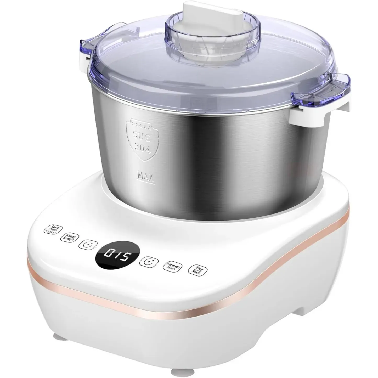 Mezcladora Eléctrica DoughChief de 7Qt con Función de Fermentación, Amasadora con Tazón de Acero Inoxidable 304, Control por Microcomputadora, Panel Táctil Frontal, Fácil de Limpiar, Ideal para Pan y Pizza.