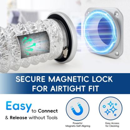 Kit de Conector Magnético para Ventila de Secadora, Manguera de 2.6 ft con Ducto de 4", Conexión Rápida, Sellado Hermético y Ajuste Automático