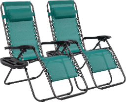 Pack 2 Tumbonas Plegables Exterior T-LOVENDO Gravedad Zero con Portavaso - Sillas Playa Piscina Jardín Terraza 150kg