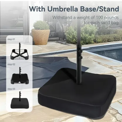 COSTWAY Sombrilla Solar para Patio de 15/13 pies con Base — Sombrilla Doble Extra Grande para Exteriores con 36 Luces LED y Manivela, Ideal para Jardín, Terraza, Piscina y Patio