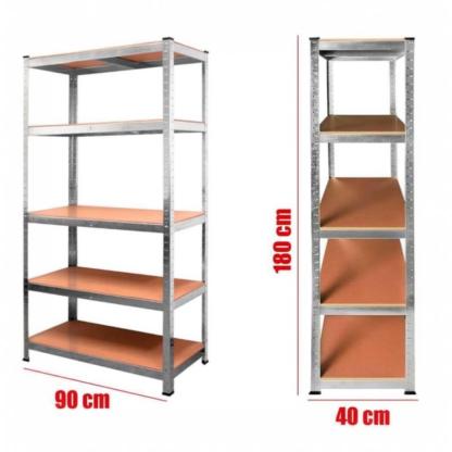 Estantería con 5 Baldes - Capacidad de 875 kg, 183 cm de Altura, 91 cm de Ancho y 46 cm de Profundidad - Estructura de Acero Galvanizado, Perfecta para Cocina, Oficina, Garaje y Más-1001/HY