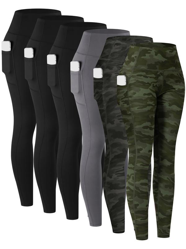 【Envío local】Leggings de cintura alta para mujer 6-pack, con bolsillos, ideales para correr y yoga, pantalones deportivos para entrenamiento.