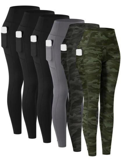 【Envío local】Leggings de cintura alta para mujer 6-pack, con bolsillos, ideales para correr y yoga, pantalones deportivos para entrenamiento.