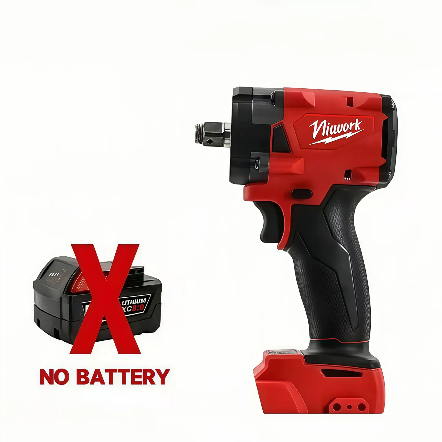 Llave de impacto NiuWork sin escobillas 1/2" 350N bajo torque, compatible con baterías M18, ideal para uso doméstico, quitar tornillos y taladrar