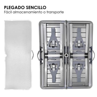 Mesa Plegable Portátil 4 Bancos Integrados Estilo Portafolio Para Camping, picnic o Jardín Estructura de aluminio reforzado y plástico resistente