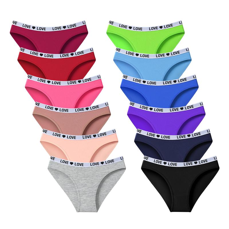 12 Piezas Panties Hipster de Algodón para Mujer – Suaves, Transpirables, Uso Diario, Deportivos y Básicos de Lencería