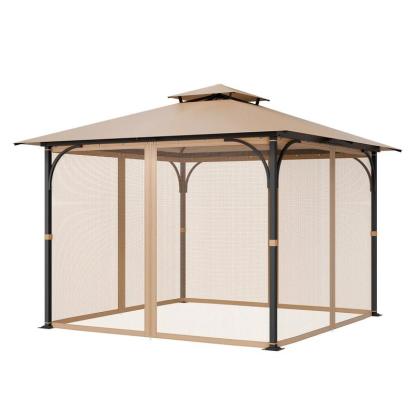 Red de repuesto para sombrilla (solo red), compatible con la mayoría de las sombrillas de 3×3 m (10 x 10 x 7 pies), red de jardín exterior, panel lateral de malla de 4 puertas, red antiinsectos para patio con doble cremallera, solo red