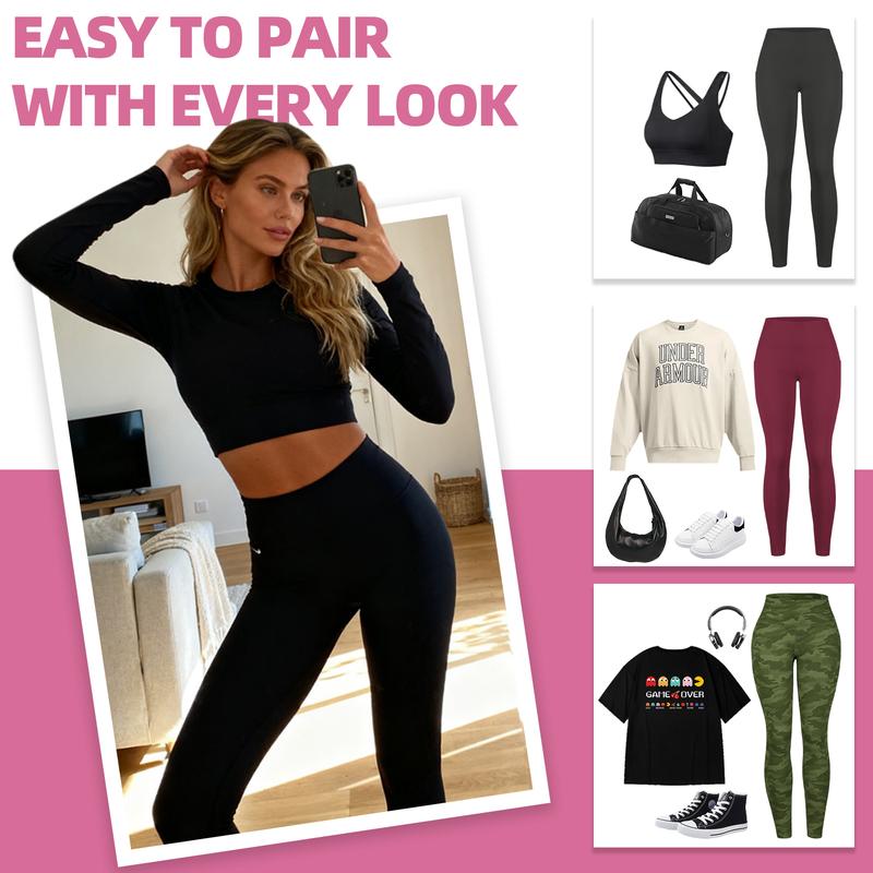 【Envío local】Leggings de cintura alta para mujer 6-pack, con bolsillos, ideales para correr y yoga, pantalones deportivos para entrenamiento.