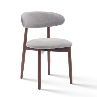 Silla de Comedor Moderna Tapizada con Estructura de Madera Natural, Tela de Alta Calidad y Respaldo Ergonómico para Interior