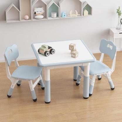Mesa Infantil Ajustable con 2 Sillas, Escritorio con Superficie para Dibujar, Ideal para Leer, Pintar, Jugar y Comer, Altura Ajustable para Niños Pequeños