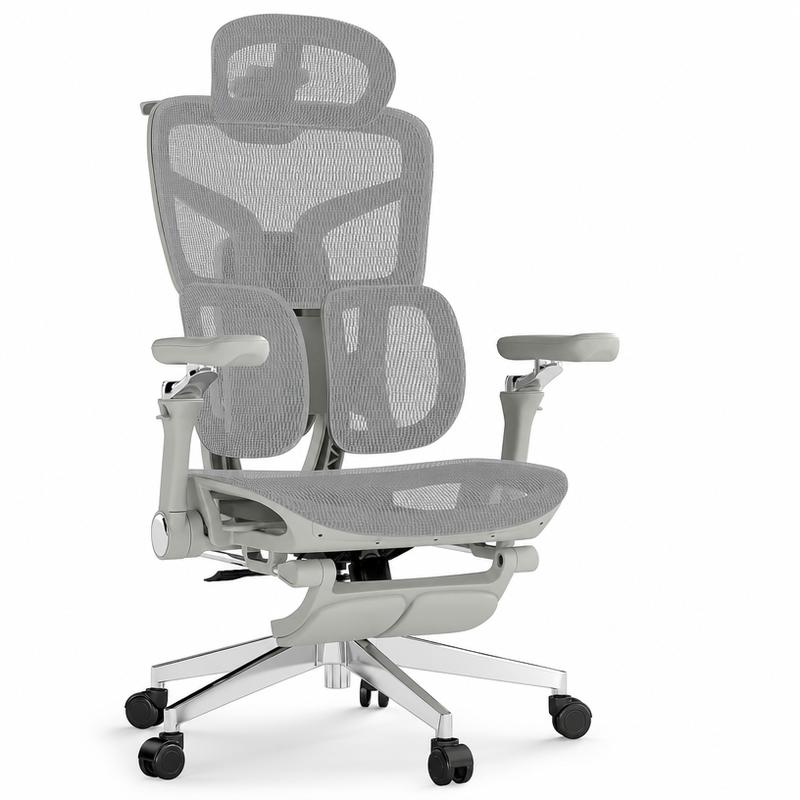 Silla Ergonómica Ejecutiva con Reposapiés, Respaldo de Malla, Soporte Lumbar 3D y Brazos Ajustables