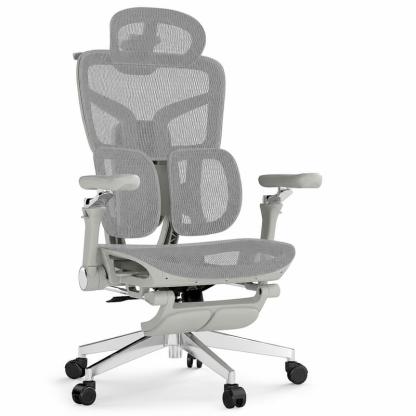 Silla Ergonómica Ejecutiva con Reposapiés, Respaldo de Malla, Soporte Lumbar 3D y Brazos Ajustables