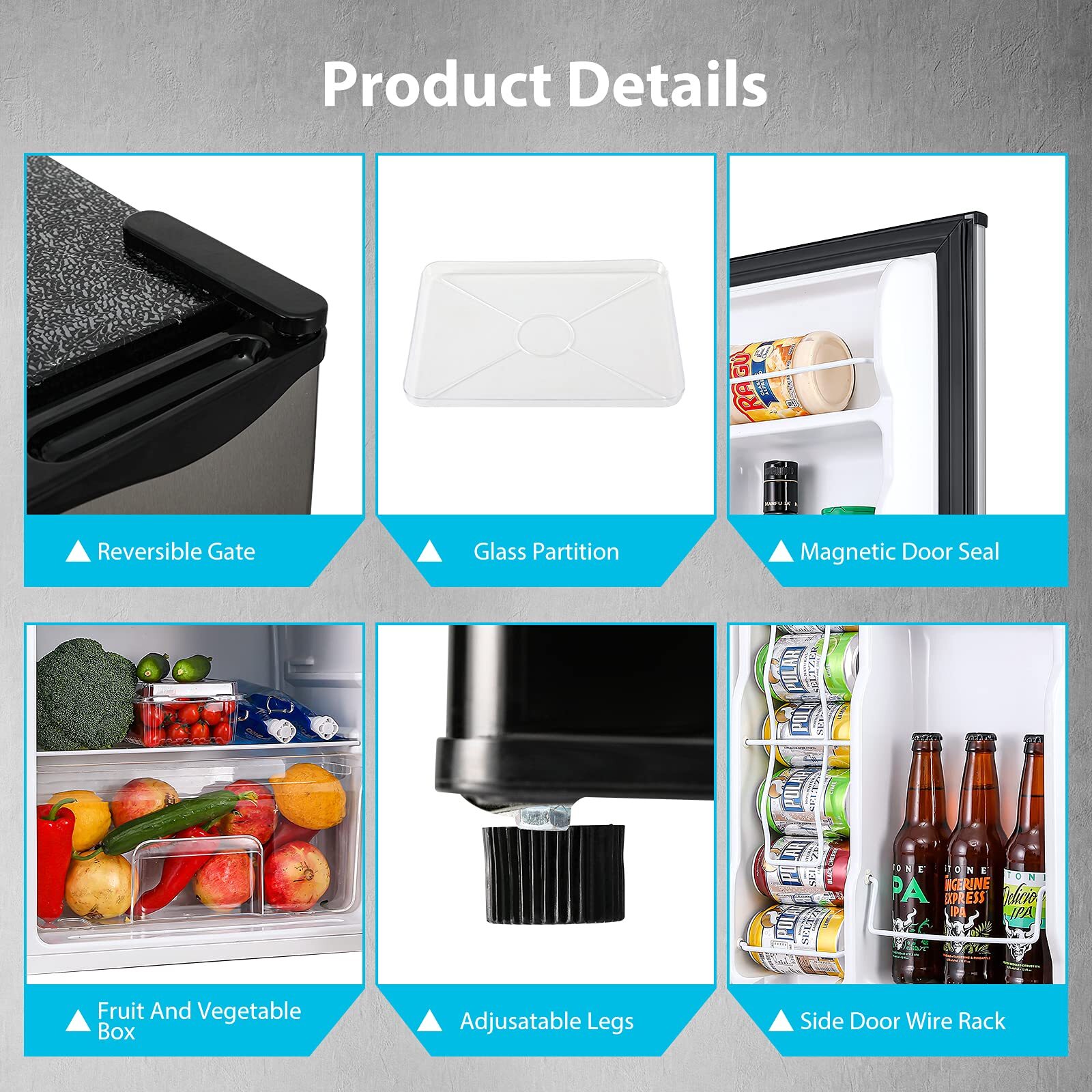 Mini Refrigerador Compacto 3.2 Pies³ – Pequeño Refrigerador para Dormitorio con Congelador, Bajo Ruido 38 dB, Temperatura Ajustable, Puerta Reversible – Regalo Ideal para Mujeres y Niños, Plateado