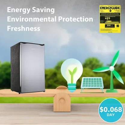 Mini Refrigerador Compacto 3.2 Pies³ – Pequeño Refrigerador para Dormitorio con Congelador, Bajo Ruido 38 dB, Temperatura Ajustable, Puerta Reversible – Regalo Ideal para Mujeres y Niños, Plateado