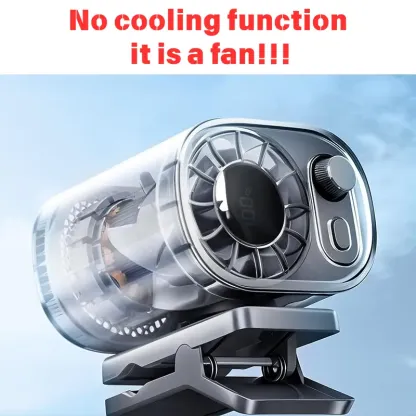 Ventilador para auto con clip, sin función de enfriamiento, pantalla LED, rotación 360°, 100 velocidades ajustables, recargable por USB con batería de 1800mAh, ajuste continuo de velocidad, botón de carga, portátil USB.