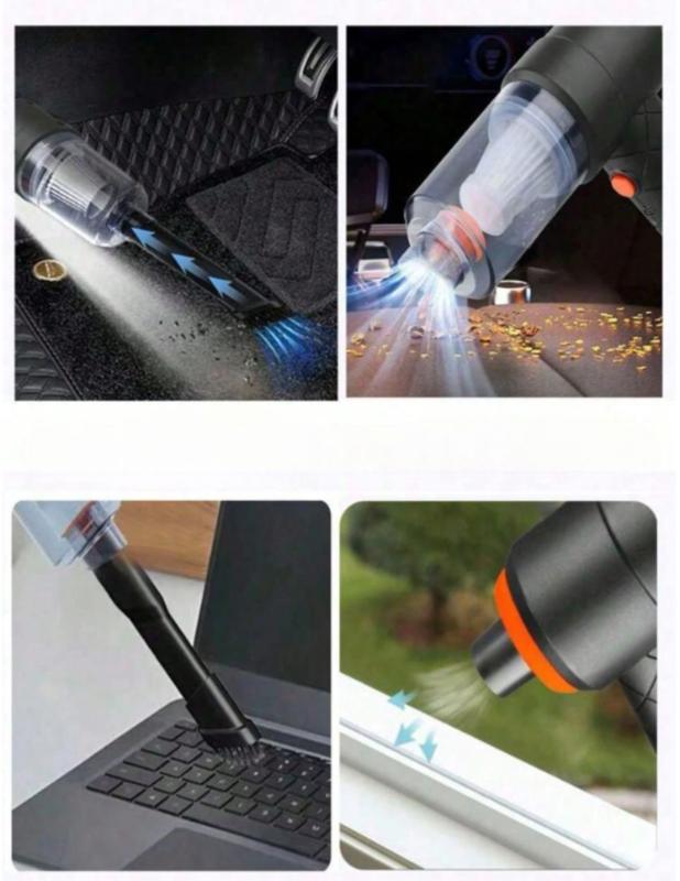 Aspiradora para coche 3 en 1, aspiradora para coche de doble uso, aspiradora para pelo de mascotas, aspiradora inalámbrica, HZ carga USB.