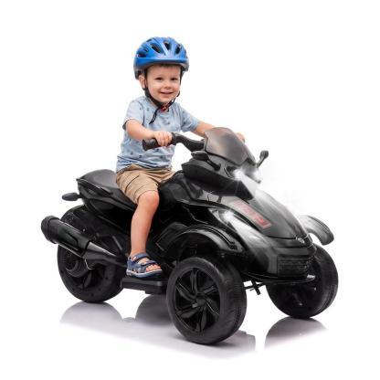 ATV Eléctrico Infantil 12V con Música y Luces, Cuatrimoto para Niños con 2 Motores, Diseño Estable de 3 Ruedas, Juguete Exterior para 3-6 Años