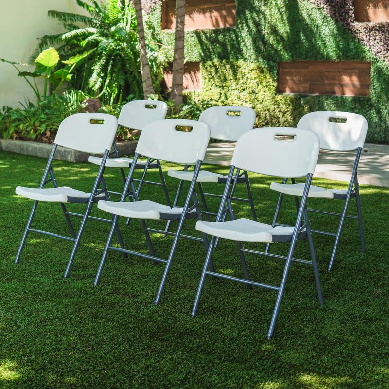 Envío GRATIS Paquete De 6 Sillas Plegables Blancas 87cm Altura 47cm Ancho 54cm Largo Estructura De Acero Sólido Para Eventos Y Uso Cotidiano