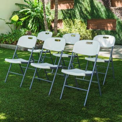Envío GRATIS Paquete De 6 Sillas Plegables Blancas 87cm Altura 47cm Ancho 54cm Largo Estructura De Acero Sólido Para Eventos Y Uso Cotidiano