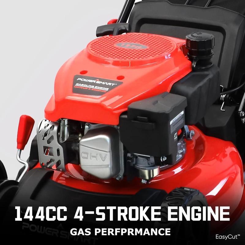 Cortadora de Césped a Gas de 18", Motor OHV de 144 cc de 4 Tiempos, Empuje Manual, Función 2 en 1/3 en 1, Triturado, Bolsa y Descarga Lateral, Ajuste de Altura de 5/6 Niveles, Uso Rudo para Jardines Pequeños (DV8618C/DV8618P)