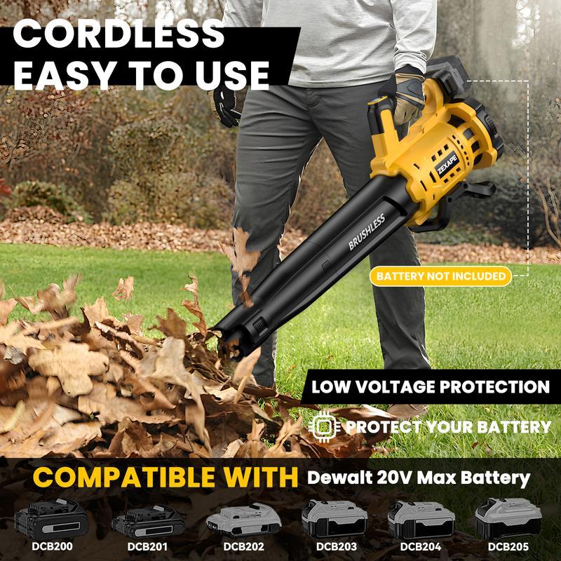 Sopladora Inalámbrica sin Batería, Motor Sin Escobillas, Compatible con Baterías DeWalt 20V, Milwaukee 18V y Makita 18V, 480 CFM, 6 Velocidades, Pantalla Digital para Jardín