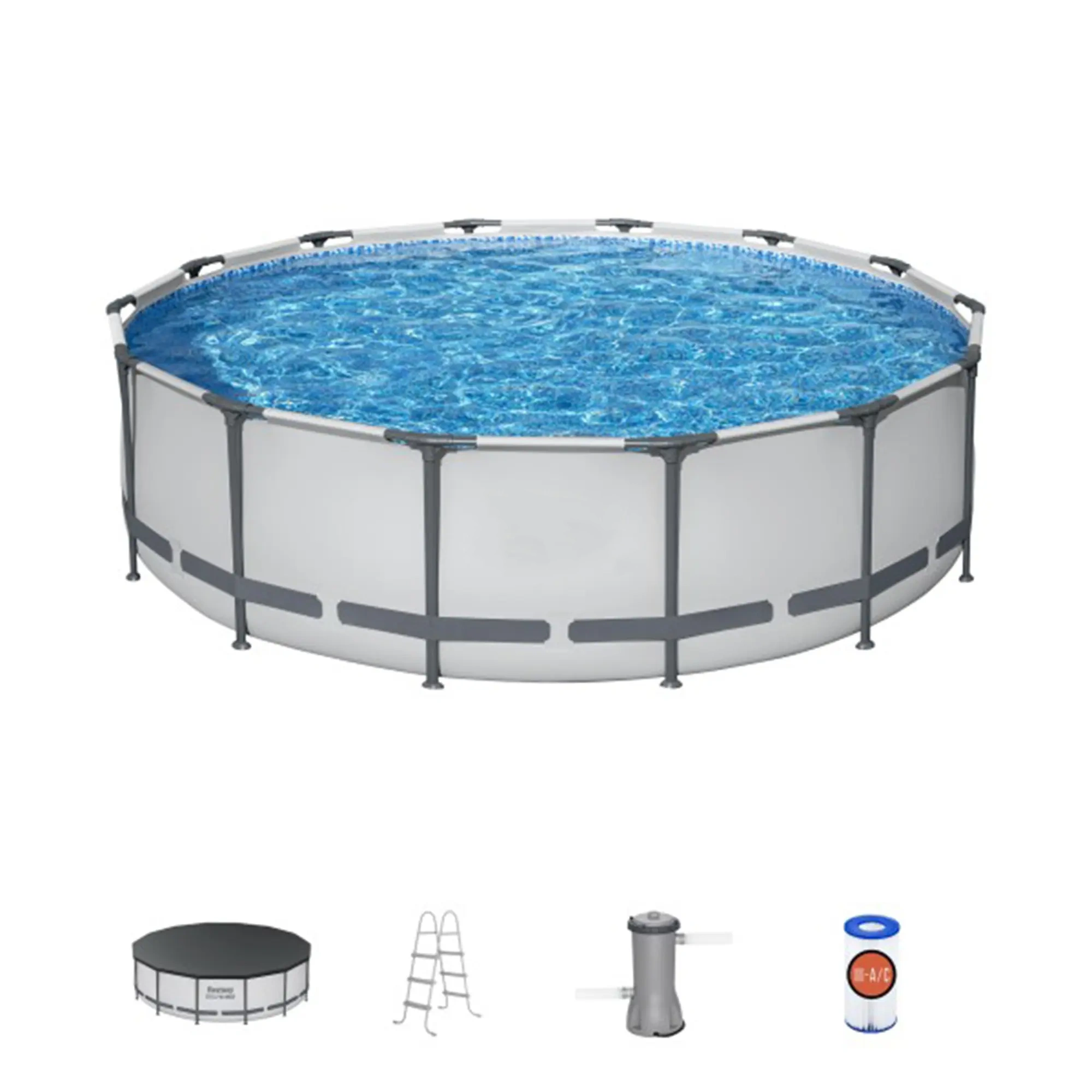 Alberca Redonda Elevada Steel Pro MAX para Exterior con Bomba, 30-42 Pulgadas de Profundidad