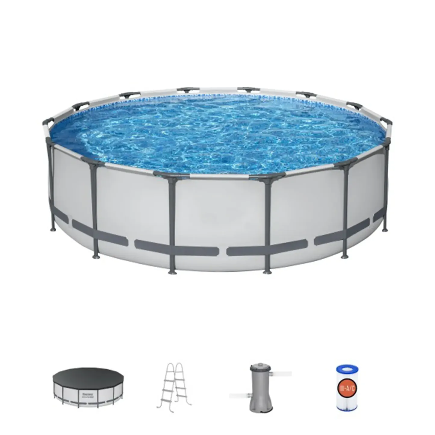 Alberca Redonda Elevada Steel Pro MAX para Exterior con Bomba, 30-42 Pulgadas de Profundidad