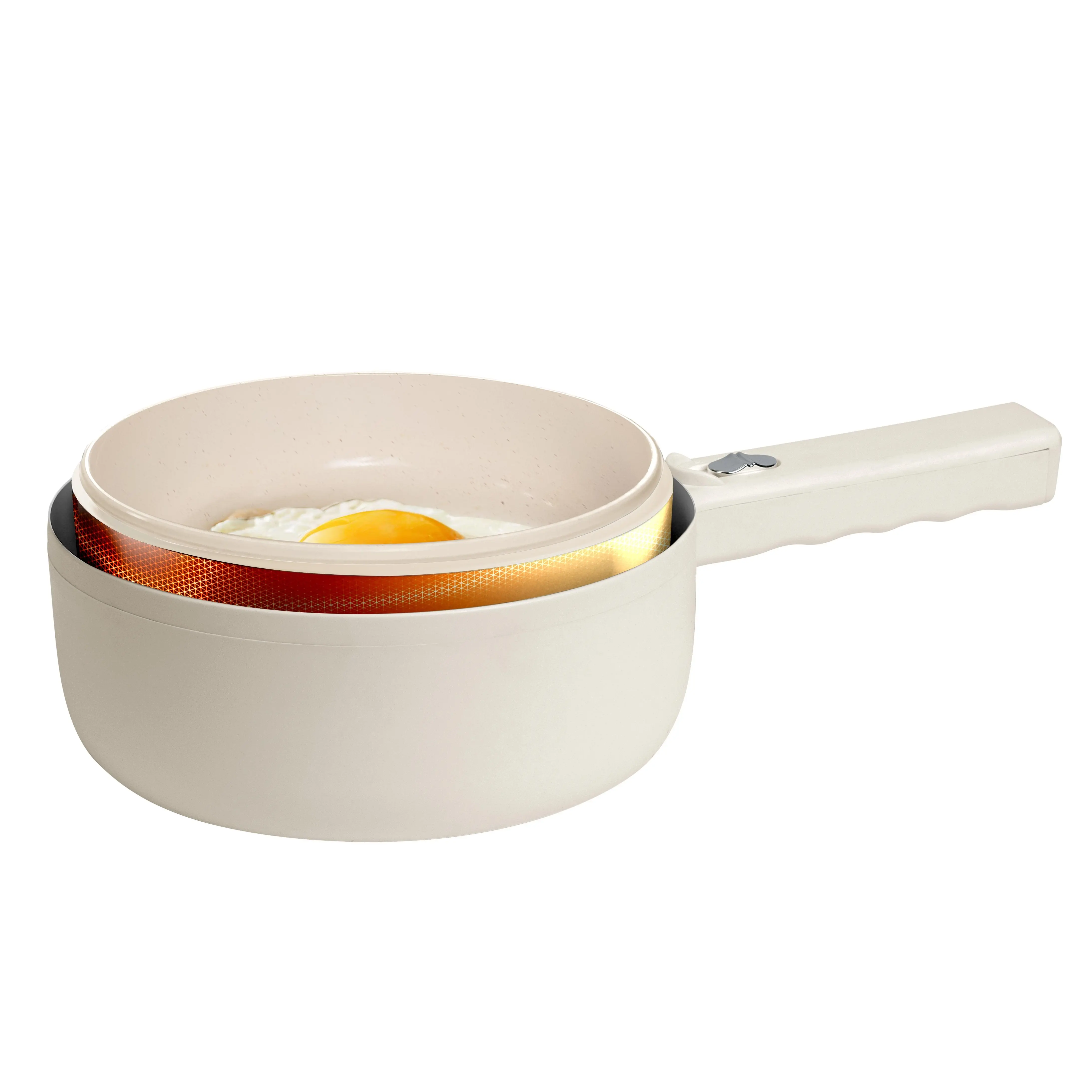 Olla eléctrica antiadherente de cerámica, sartén multifuncional tipo hot pot con tapa y vaporera, mini cocina eléctrica portátil