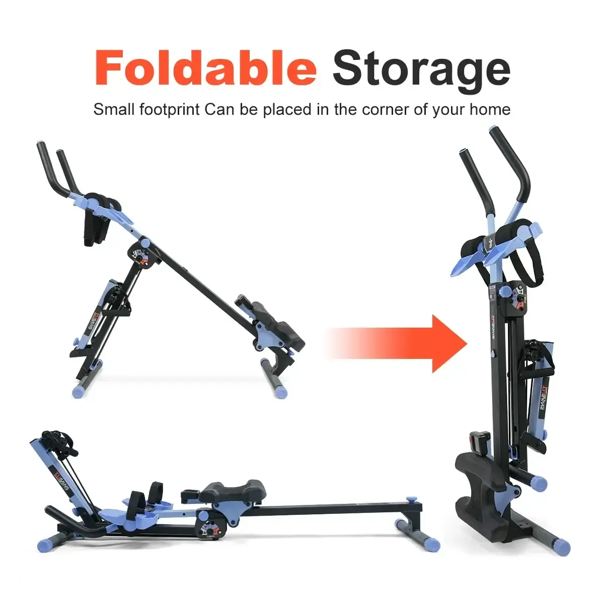 Entrenador abdominal 3 en 1 y máquina de remo Pro con bandas de resistencia | Máquina de ejercicio plegable para entrenamiento de cuerpo completo y tonificación muscular, equipo de gimnasio en casa, rueda abdominal, ab roller.