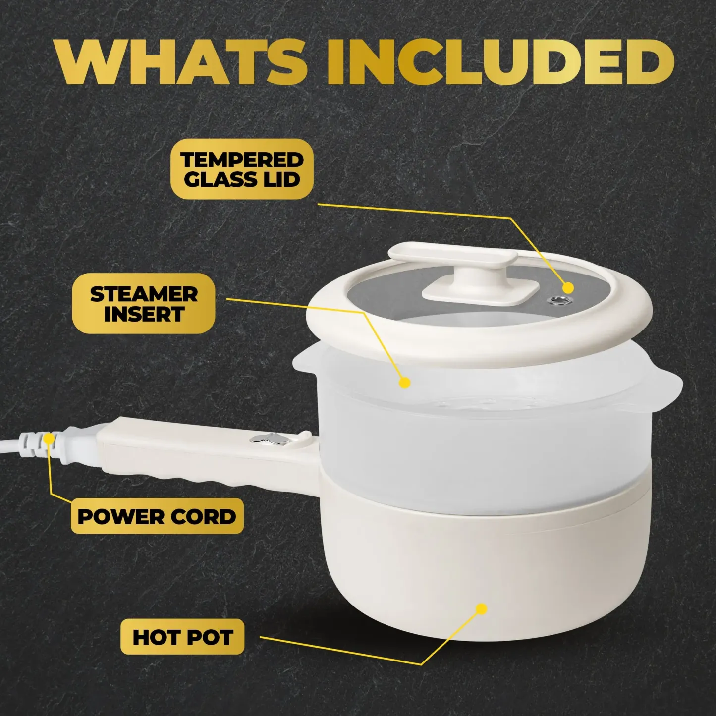 Olla eléctrica antiadherente de cerámica, sartén multifuncional tipo hot pot con tapa y vaporera, mini cocina eléctrica portátil
